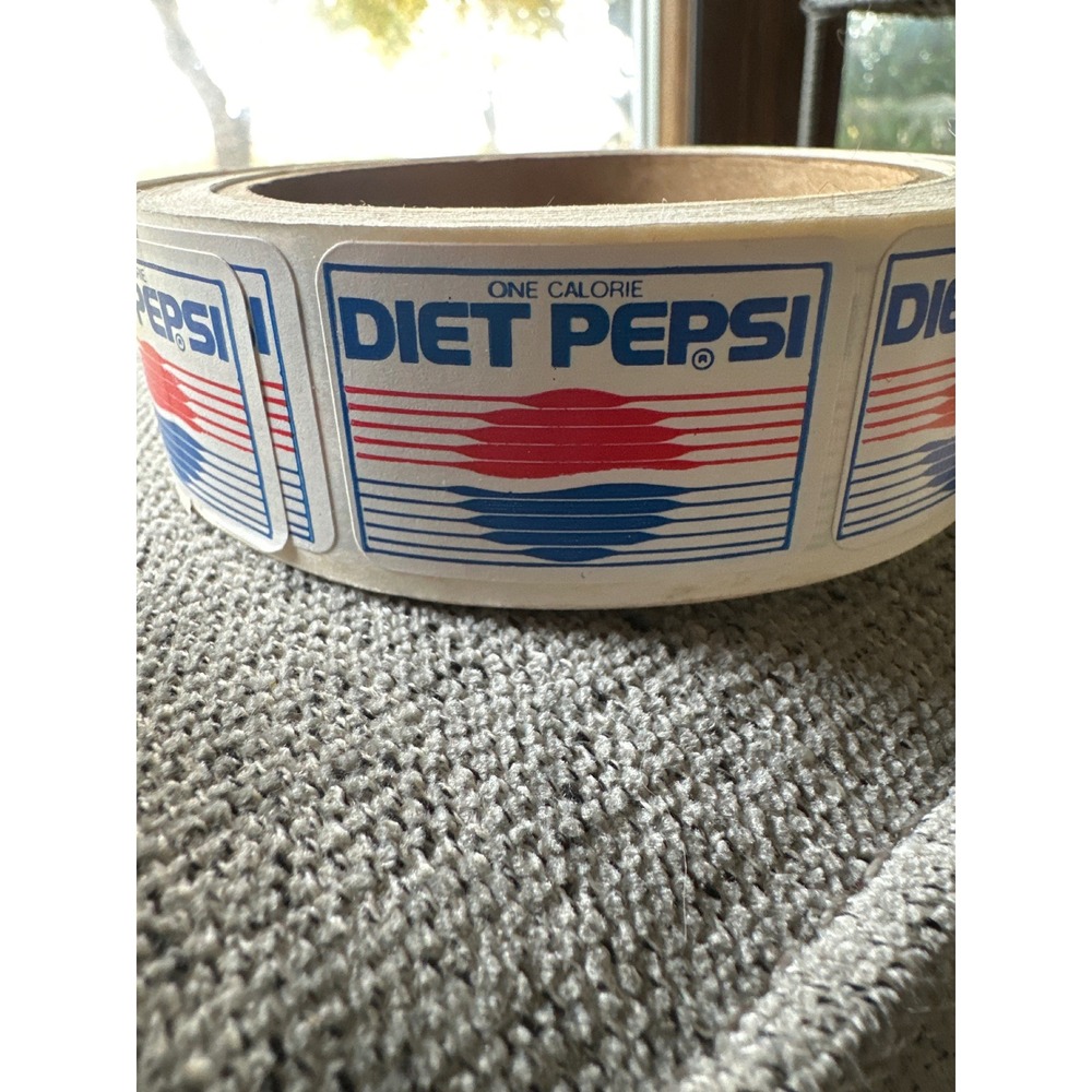Vintage One Calorie Diet Pepsi Logo Stickers Roll‎ White Blue Red